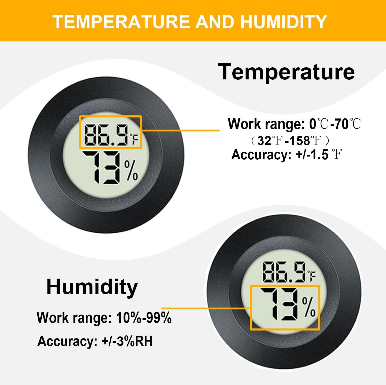 JEDEW 2 Pack Hygrometer Thermometer Digital 1 count (Pack of 2), Black