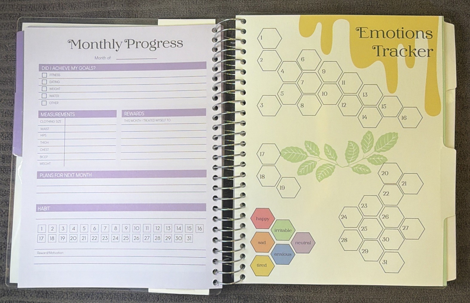 Pembrook 12 Month Wellness Planner Fitness Workout Tracker Book Journal Undated