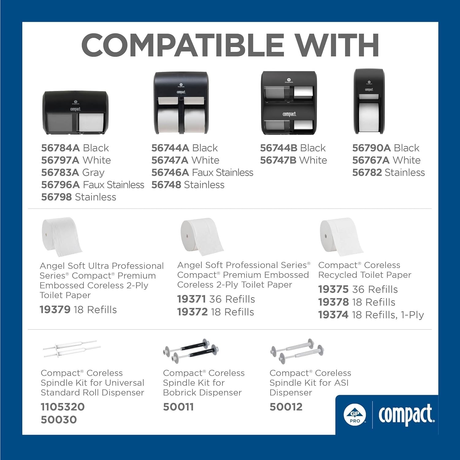 Georgia-Pacific 56798 Compact 2-Roll Side by Side Tissue Dispenser Stainless