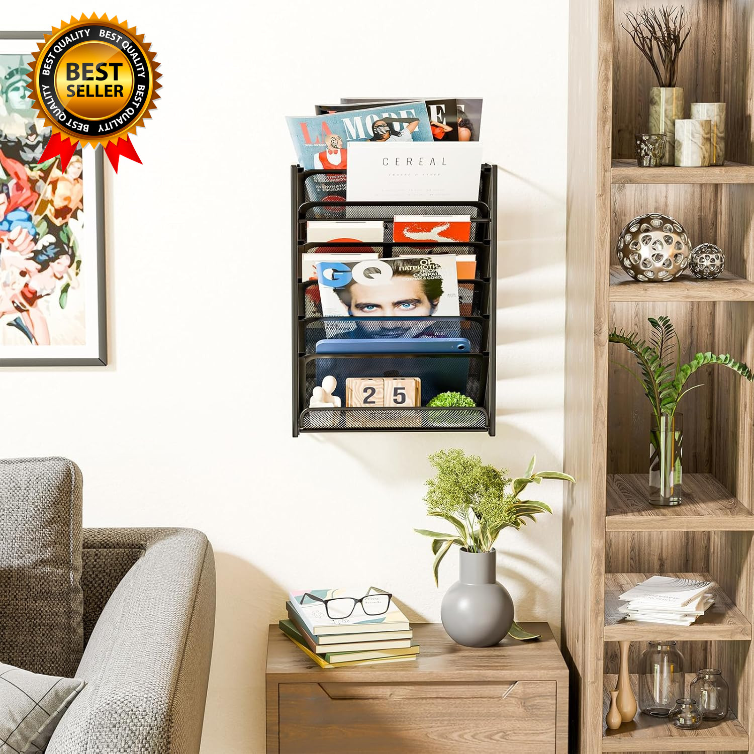 Wall File Organizer, Mesh 7-Tier Vertical Hanging File Holder