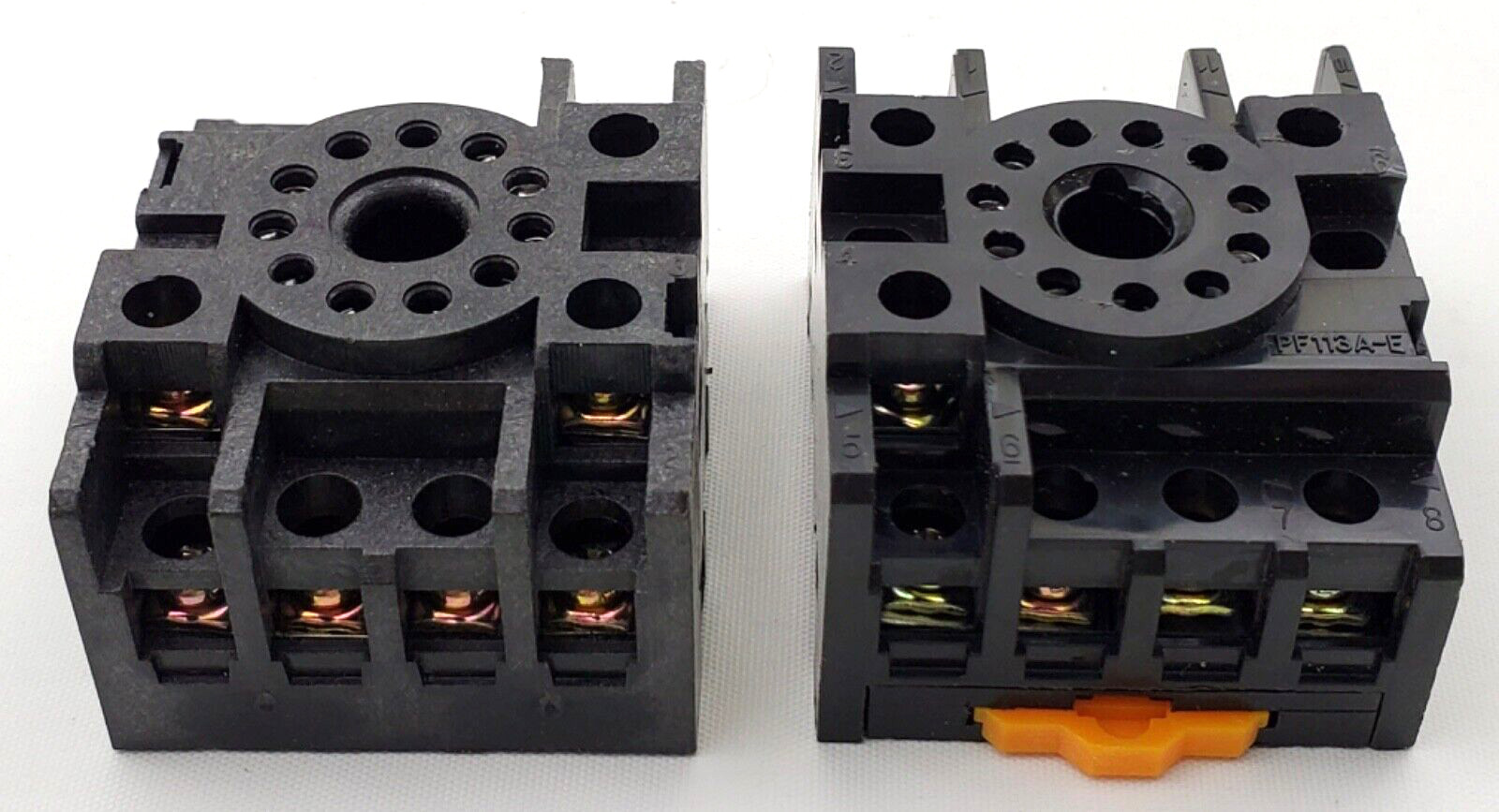 Lot of 2 Omron PF113A-E Track Mounted MK Relay Sockets 3PDT Din Rail Mount