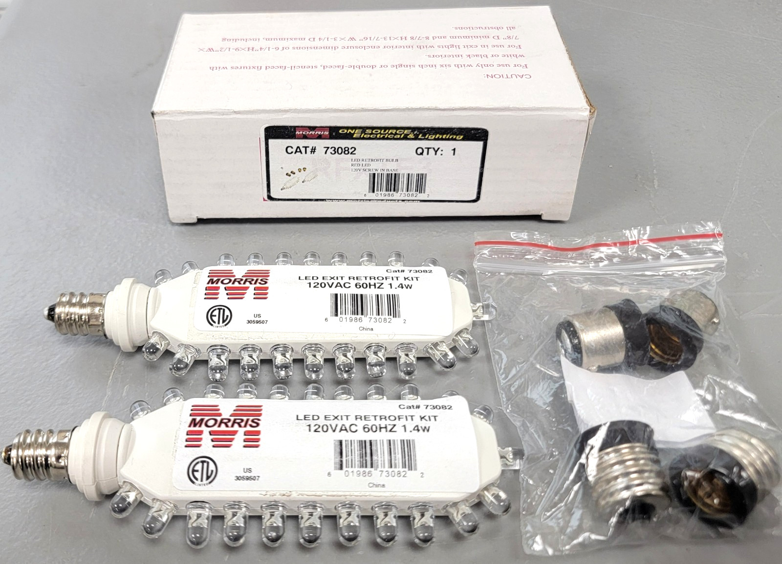 Morris 73082 LED EXIT Sign Retrofit Bulb Kit 120 VOLT Screw In Base New Open Box