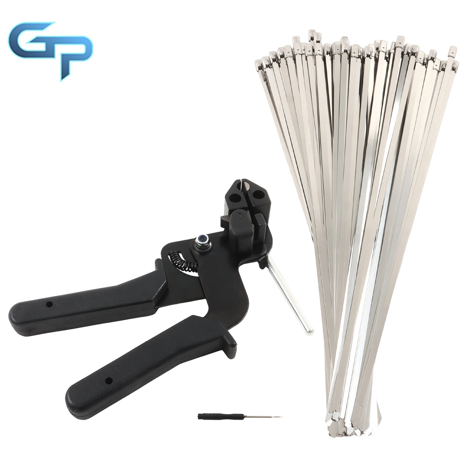 100 Pcs 11.8″ Stainless Steel Ties Gun Kit Self-Locking 200lb Tensile Tool