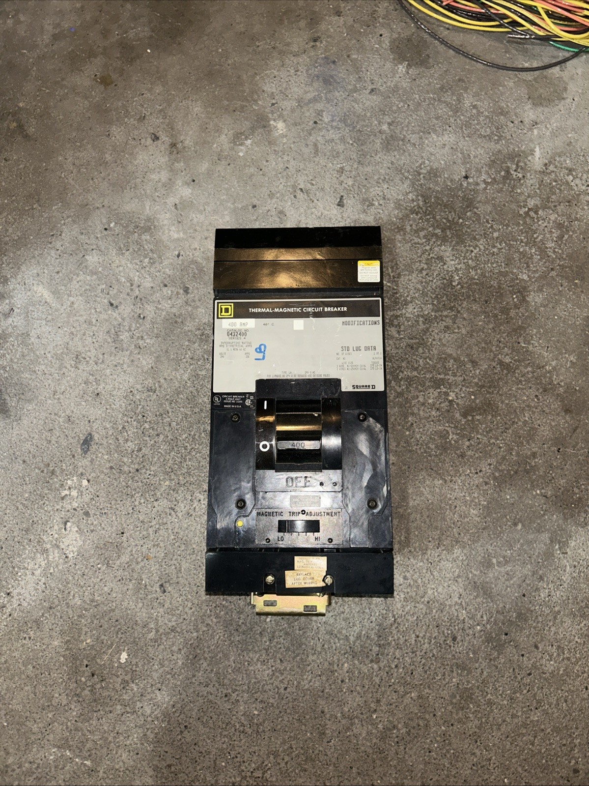 SQUARE D Q432400 400A 3-POLE 240V I-LINE 25KA THERMAL MAGNETIC CIRCUIT BREAKER