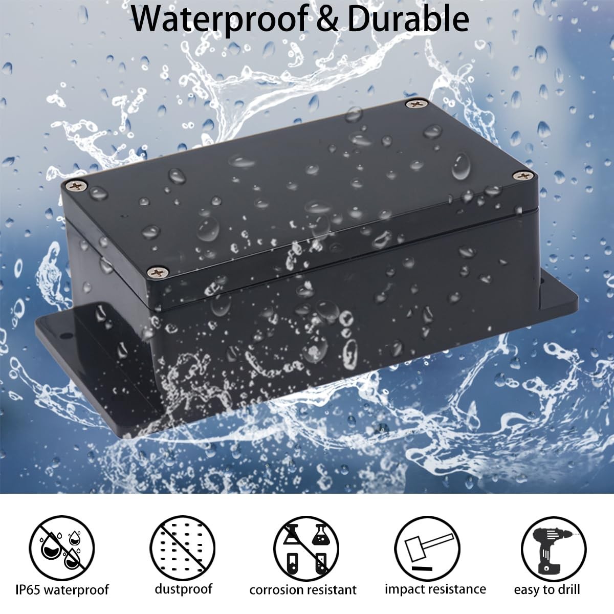 Junction Box IP65 Waterproof ABS Plastic Electrical Project Case Black 7.87×4.72