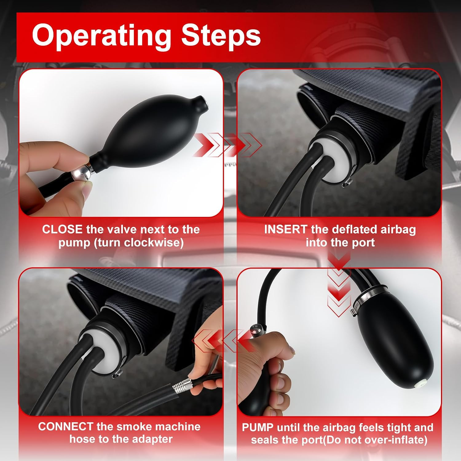 Universal Easy Intake Adapter for Smoke Machine, Inflatable Bladder Kit for Auto
