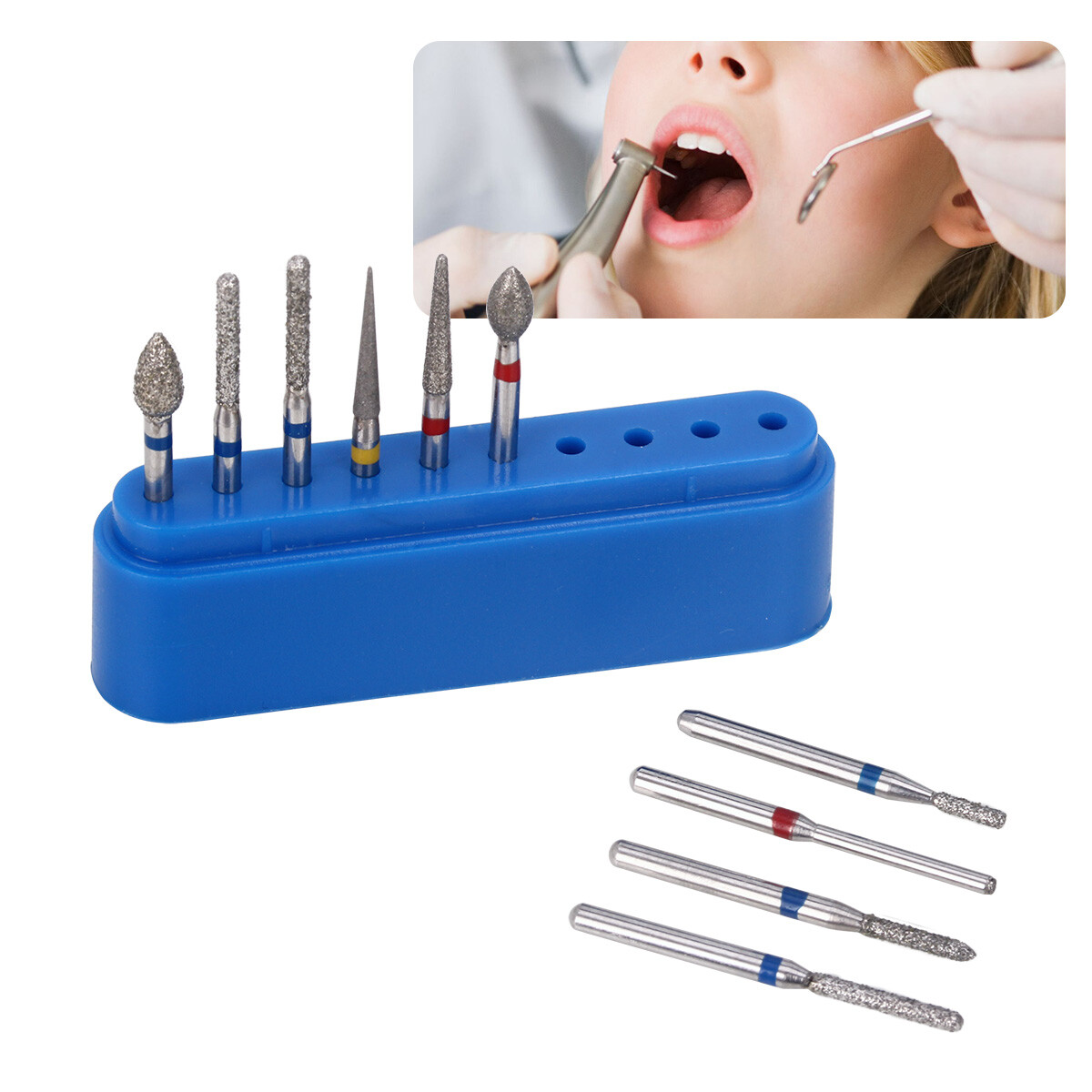 AZDENT Dental Air Turbine Crown Preparation Diamond Burs Anterior Teeth Drills