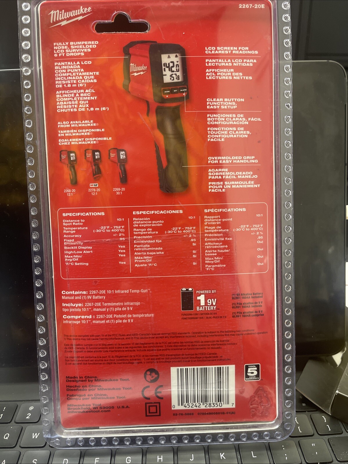 Milwaukee Laser Temperature Gun Infrared 10:1 Thermometer 2267-20E NEW