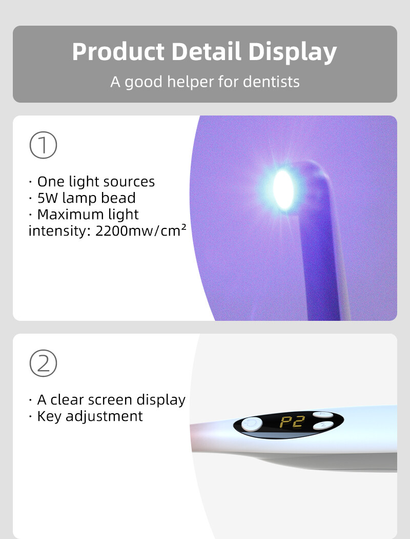 Dental Wireless Cordless LED Cure Curing Light Lamp 2200mw 1 Second Resin Cure