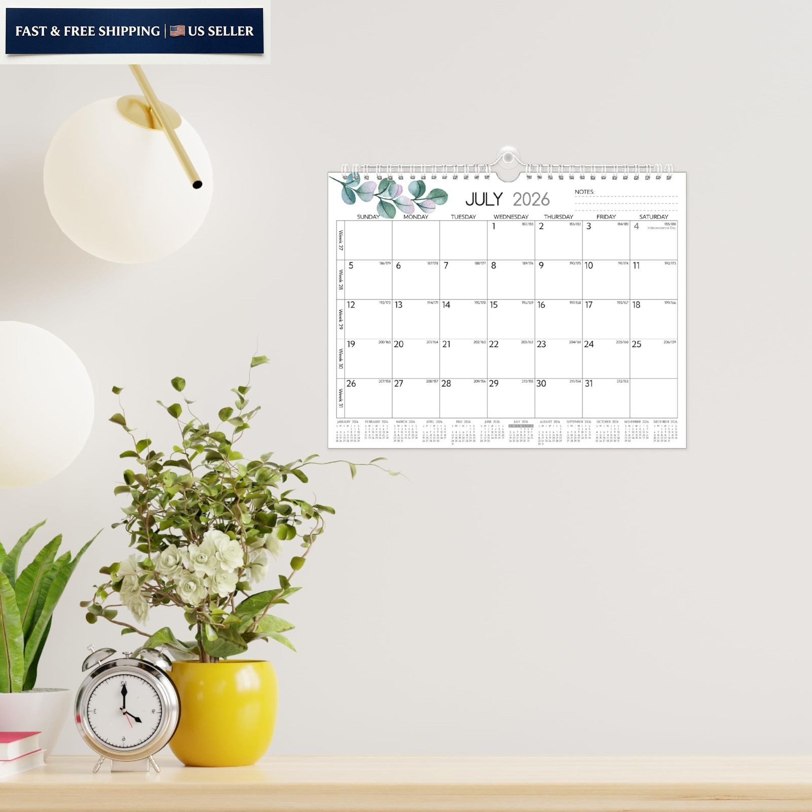 Wall Calendar 2026-2027 – Run Now to Jun 2027, 18 Monthly Calendar…