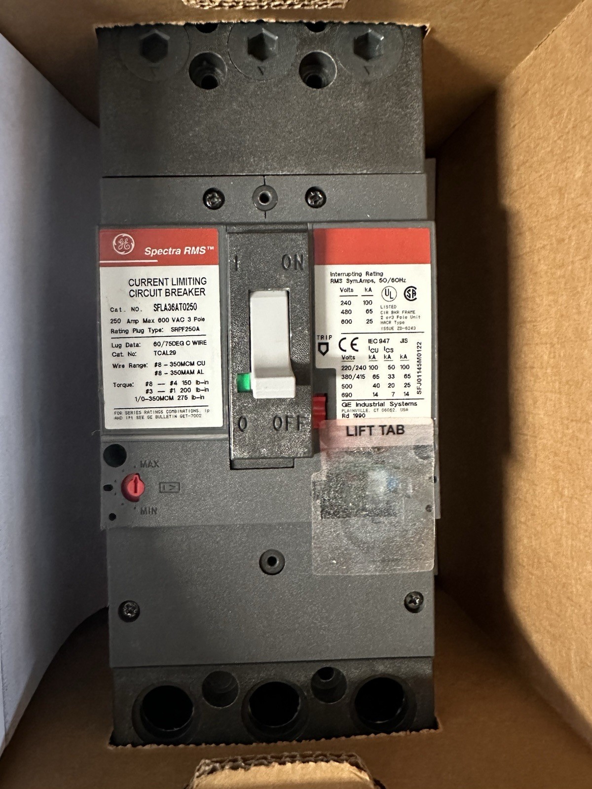 GE SFLA36AT0250 Circuit Breaker 250A Frame Only 600VAC 3P New In Box