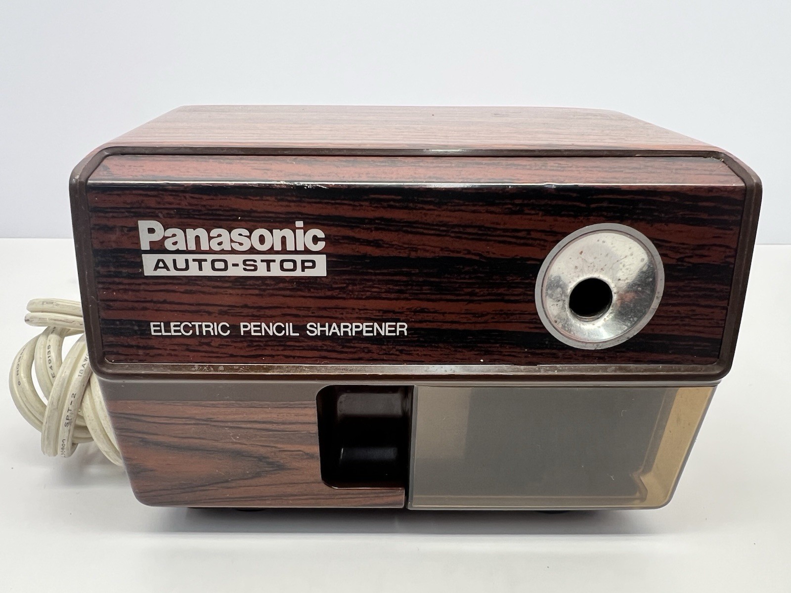 Vtg MCM Panasonic Brown Electric Pencil Sharpener #KP-110 Auto Stop/Tested/Works