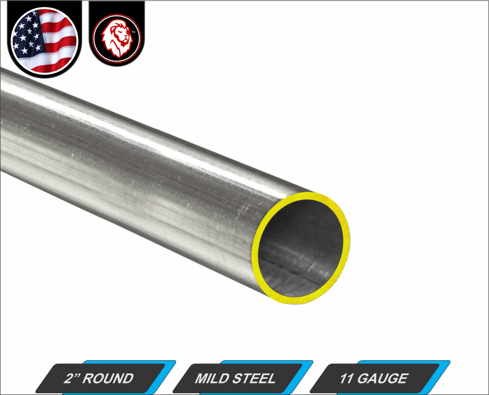 2″ Round Metal Tube – Mild Steel – 11 gauge – ERW – 12″ inch Long (1-ft)
