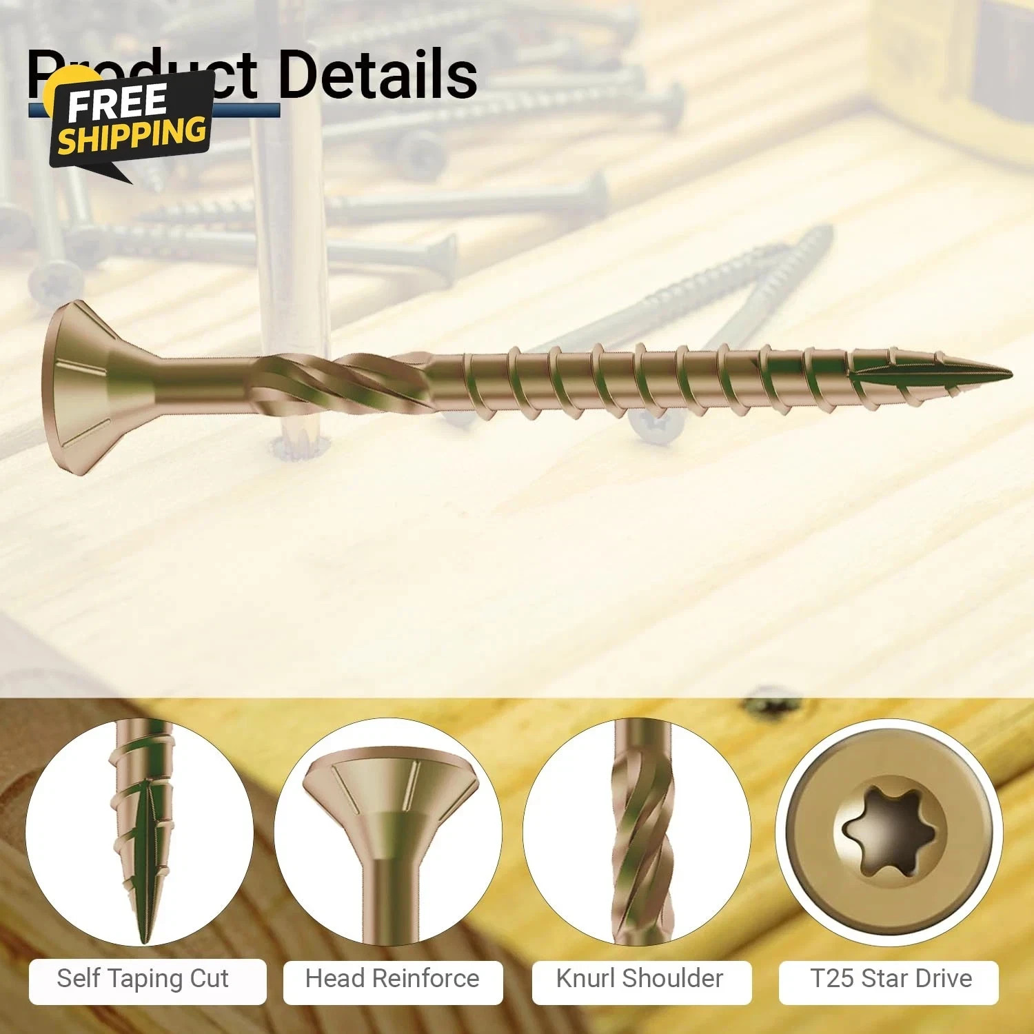 Deck Screws 3 Inch, #10 X 3, 5Lb, Rust Resistant, Brown Epoxy Coated
