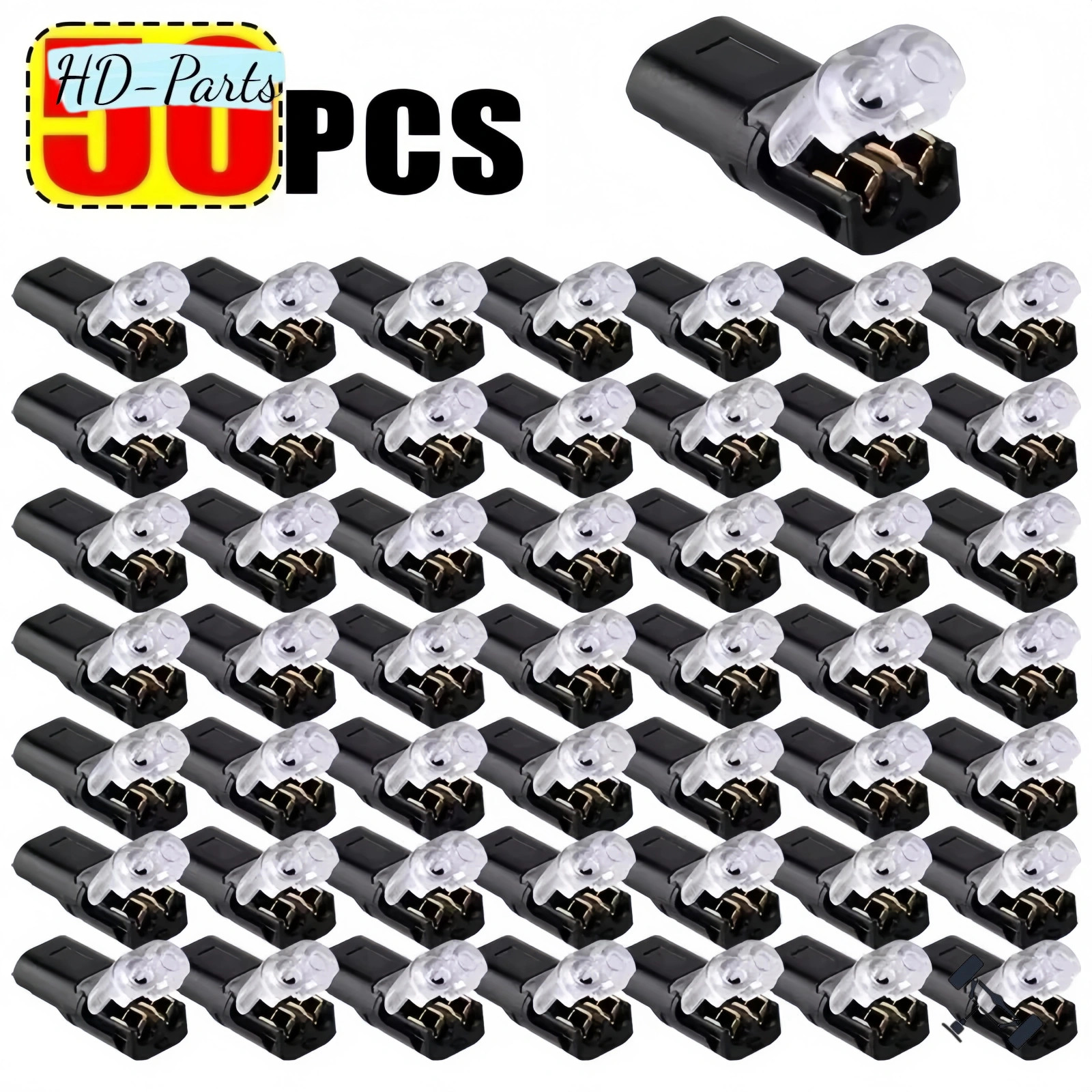 50Pcs 2-Pin Wire Cable Snap Connectors 22-18 AWG For LED Strip Speaker Wiring