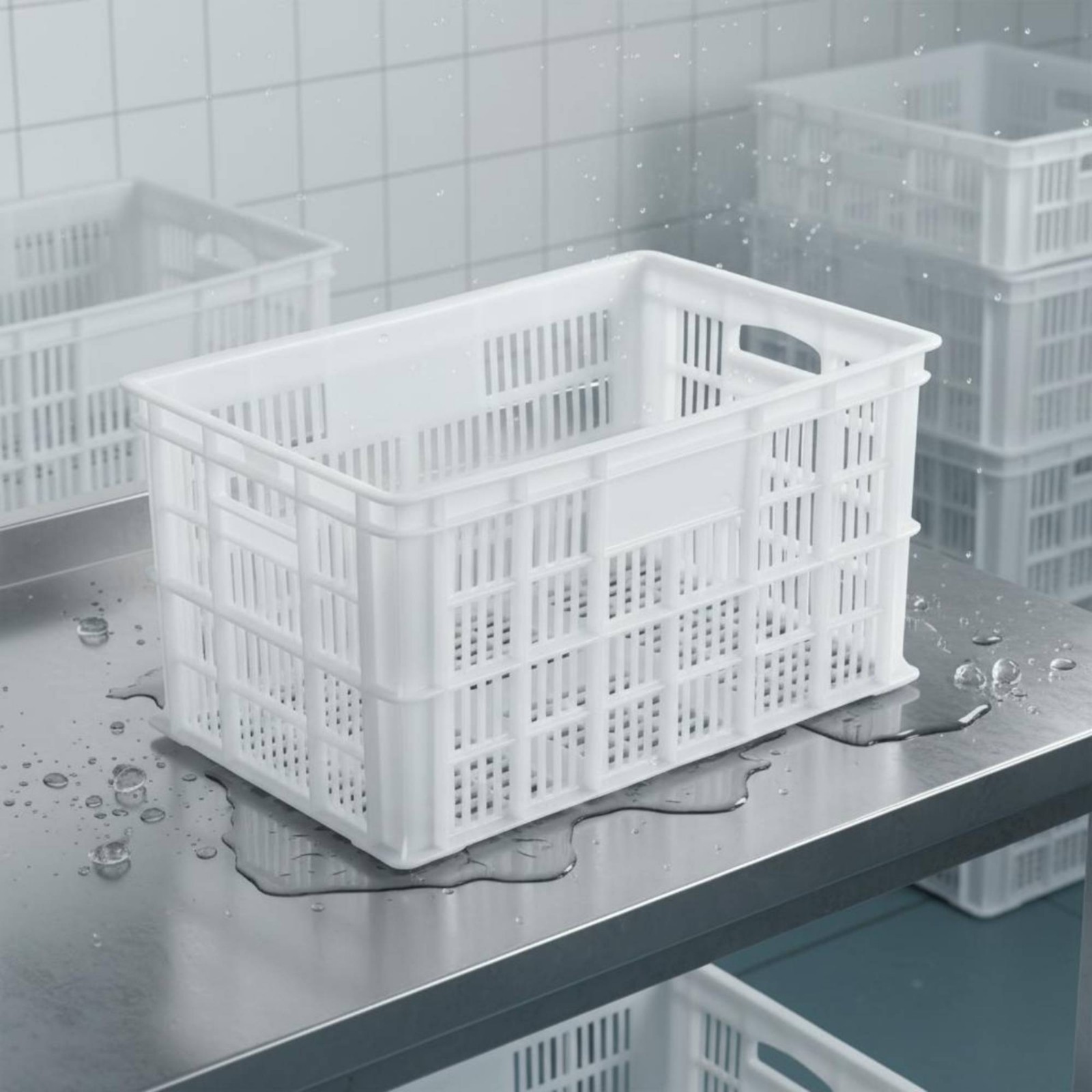 Ventilated Plastic Container Lightweight for Warehouse, Shop