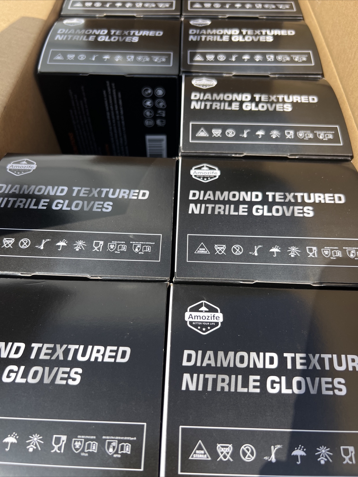 Heavy Duty Black Industrial Nitrile Gloves with Raised Diamond Texture, 1000pcs.