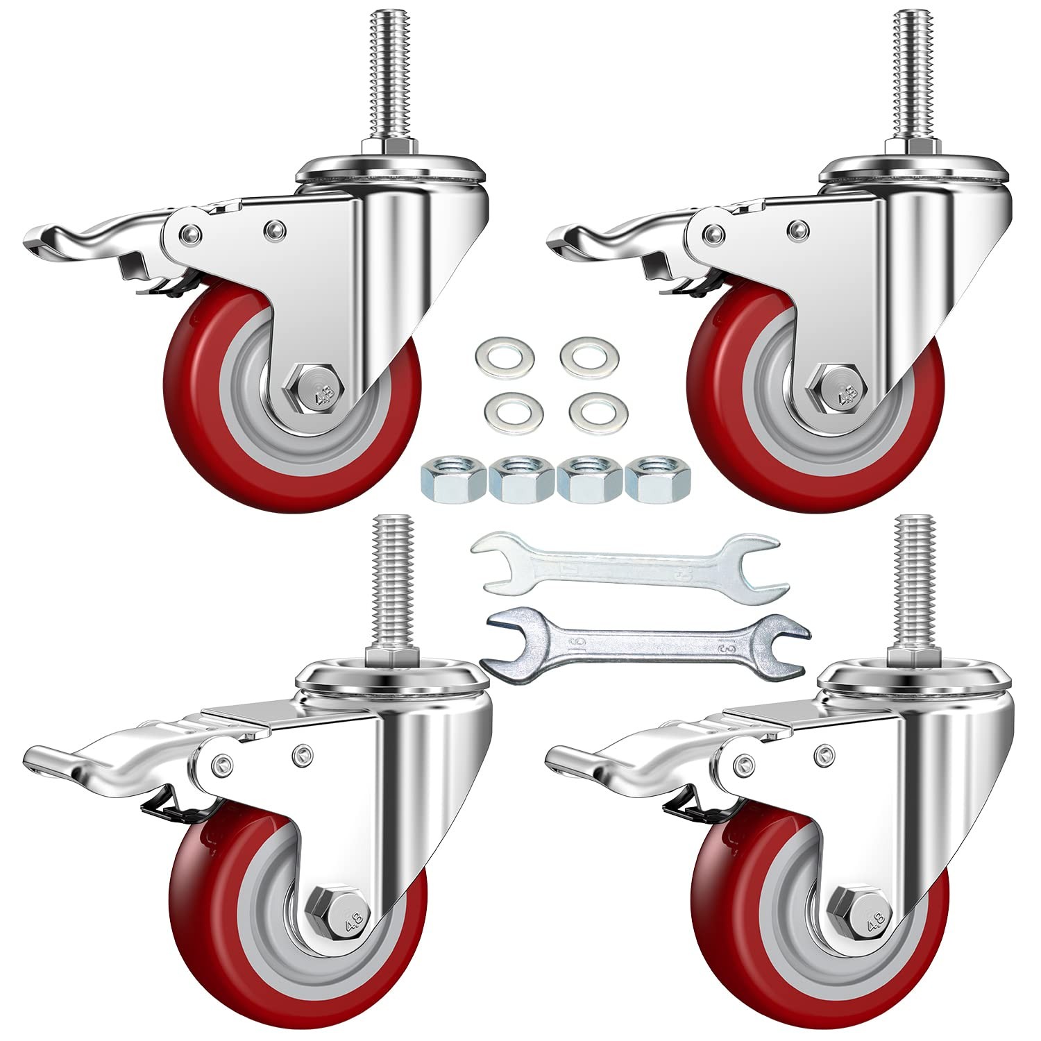3 Inch Swivel Stem Casters Heavy Duty American Size Unc 1/213×11/2 Stem Thread