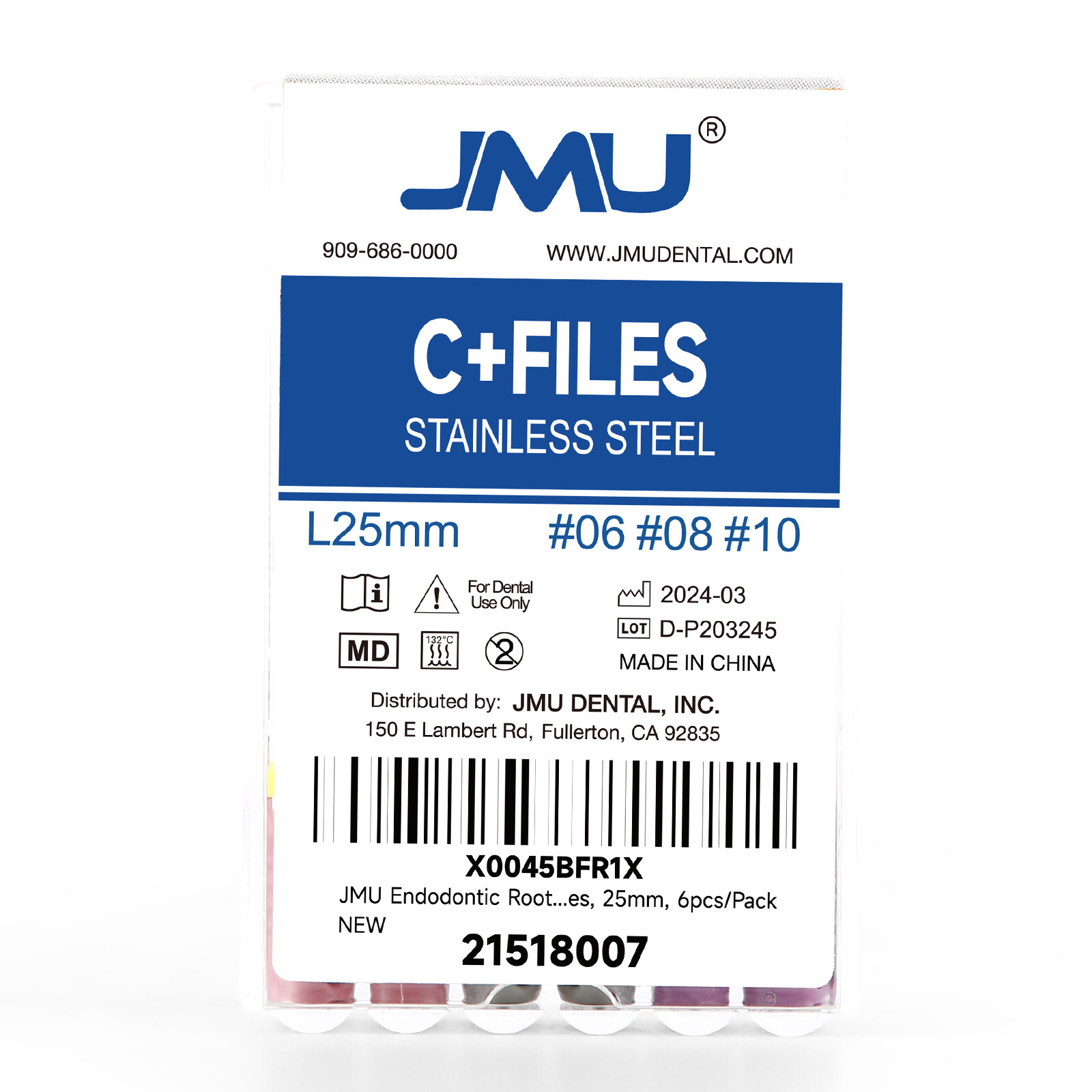 JMU Dental Endo Root Canal File C+FILES Hand Use 21mm/25mm Stainless Steel