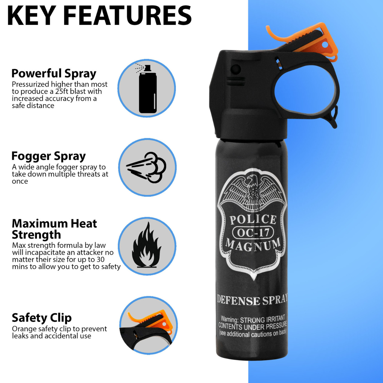 Police Magnum pepper spray combo defense- 4oz Fire Master & 4oz Flip Top STM BC