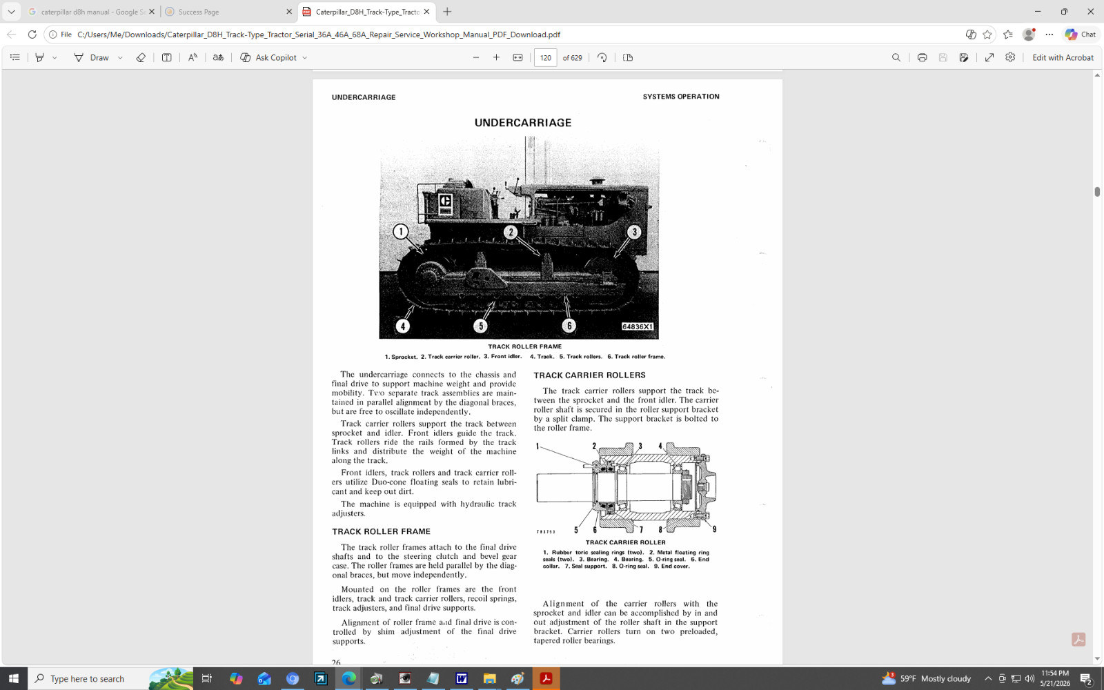 Cat Caterpillar Dozer D8 D8H Tractor Service Manual REG00501 On CD Or Fast PDFDL
