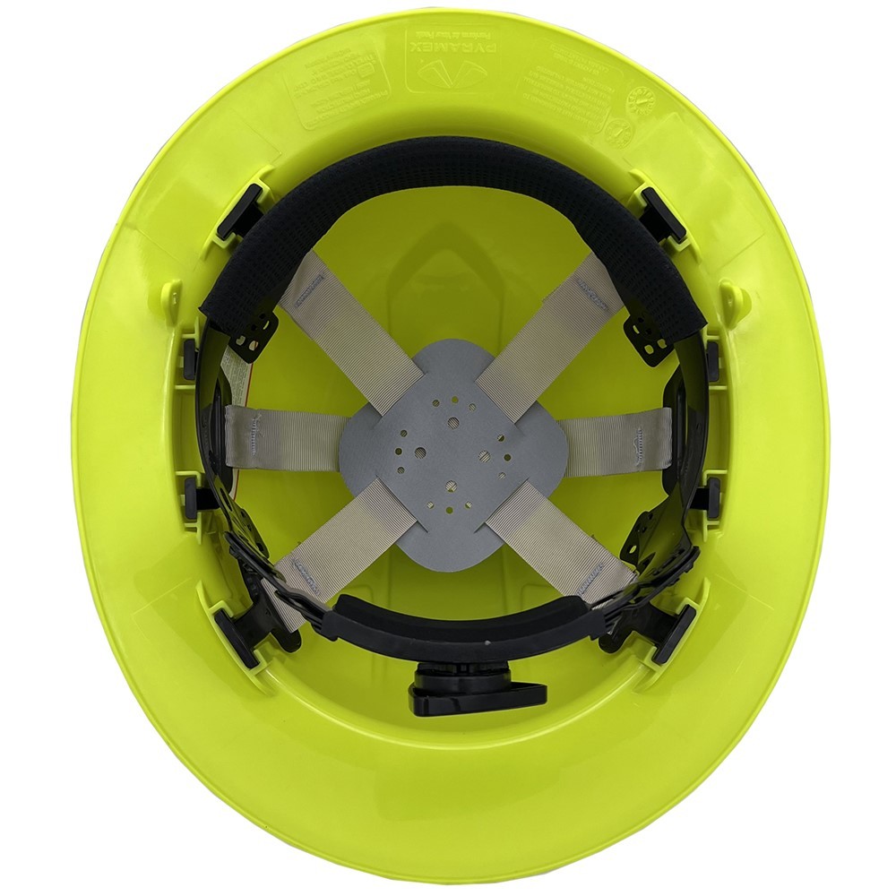 Pyramex Ridgeline Full Brim Hard Hat with 6 pt suspension – Matte Lime Graphite