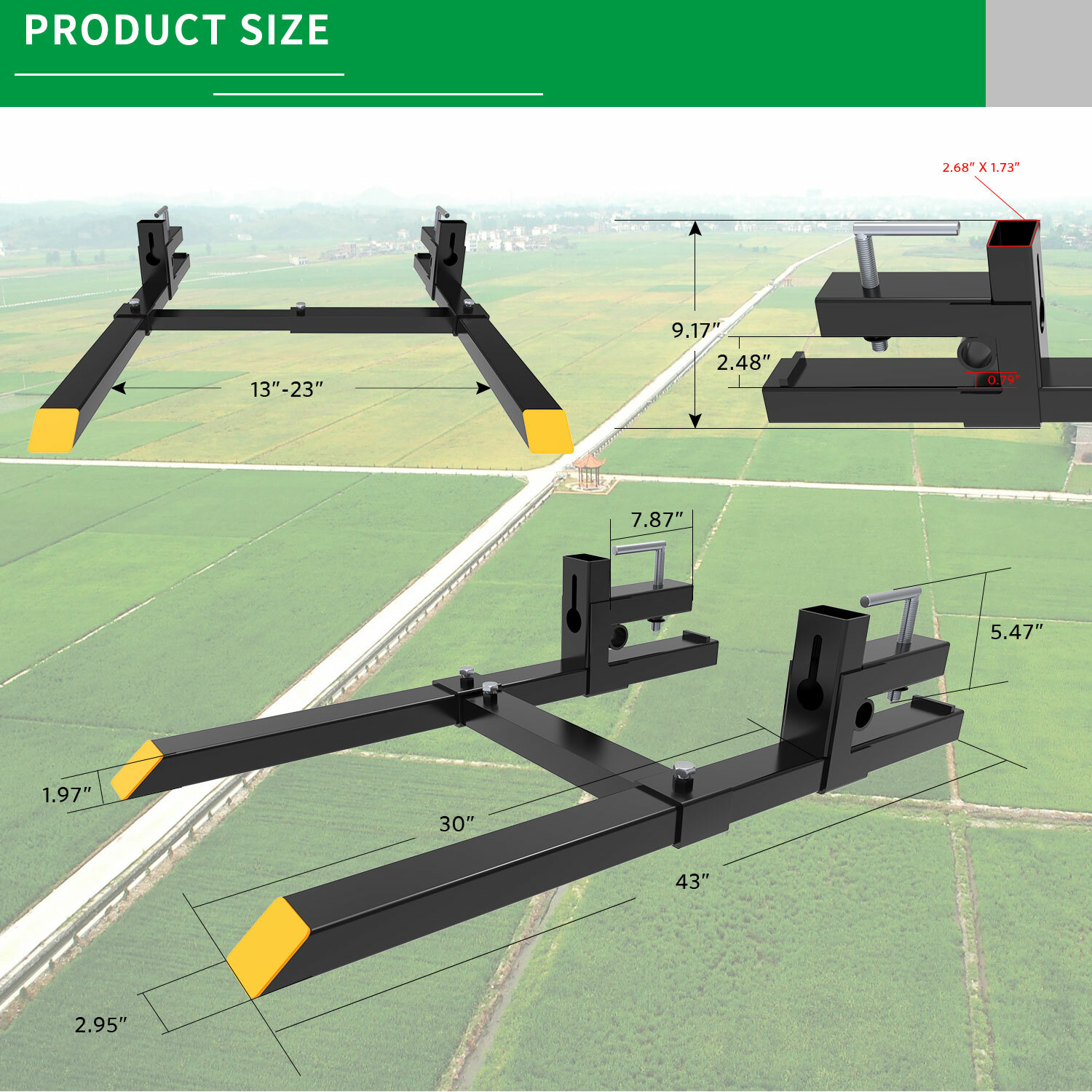 2000lb 4000lb Tractor Pallet Fork Bucket Clamp on Skid Steer Loader 43» 60»