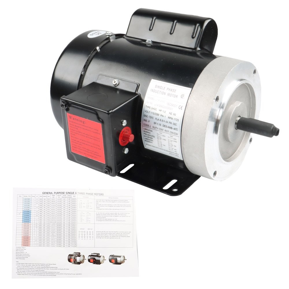 1/2HP General Motor Electric Motor 1725RPM 56C 1Phase TEFC 60HZ 5/8″Shaft New