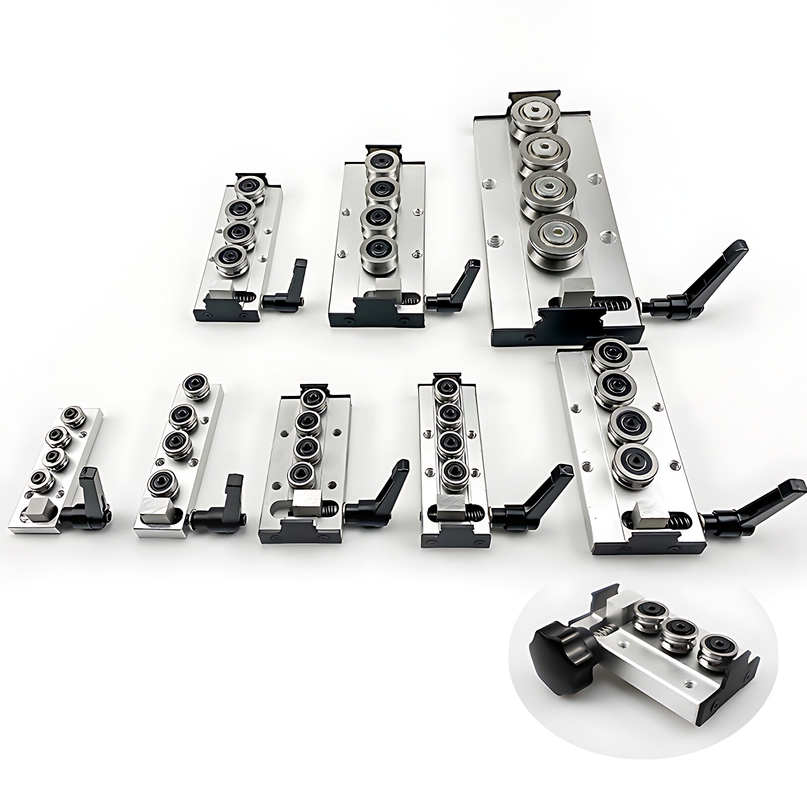 Built-In Dual-Axis Linear Rail Guide and Lock Sliders SGB10-SGB35 3/4/5 Wheel