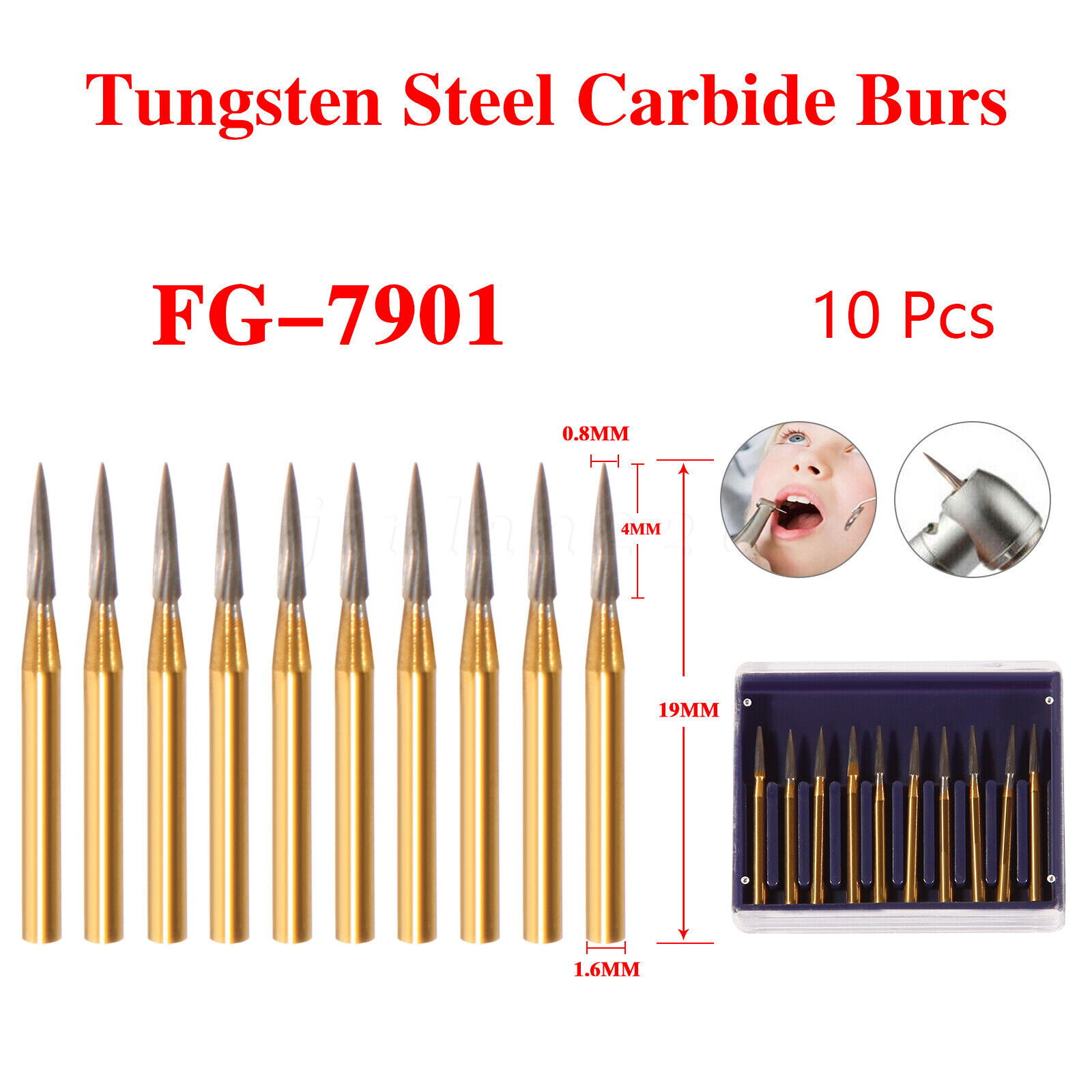Dental Tungsten Carbide Burs Trimming & Finishing & Polishing Flame FG 7901