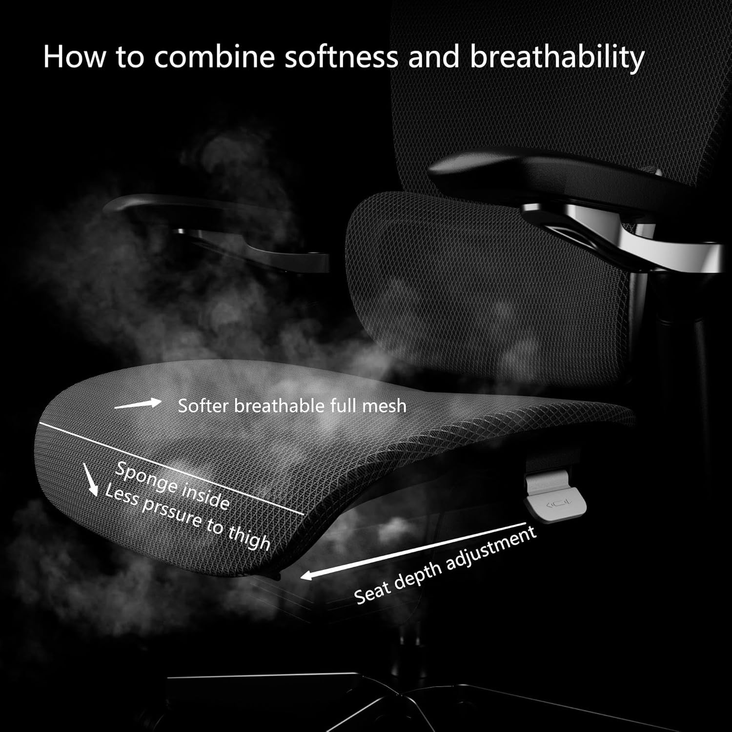 Ergonomic Office Chair, Big and Tall Mesh Computer Gaming Chair with Adaptive Lu