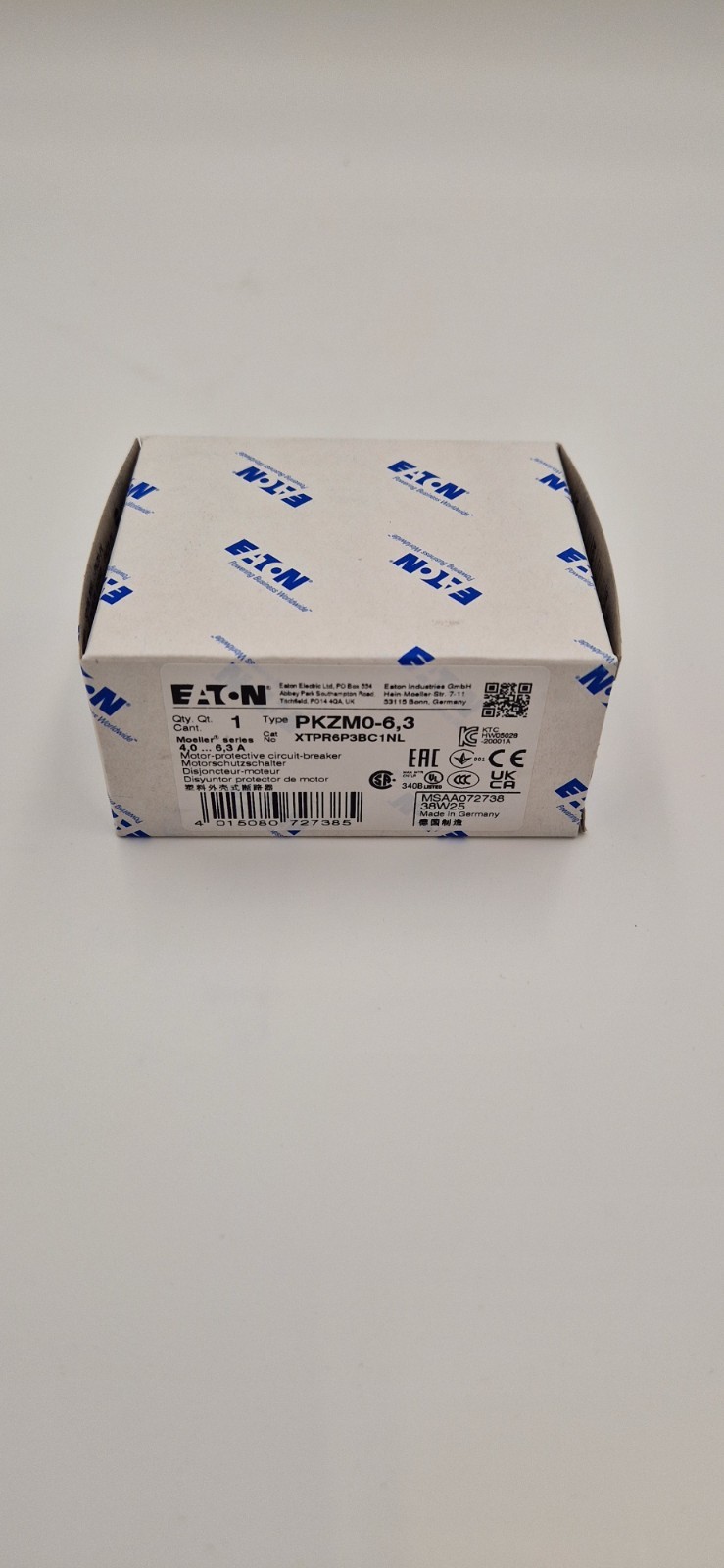 EATON Thermal Magnetic Circuit Breaker Motor Protect PKZM0-6.3 2.2 kW US New