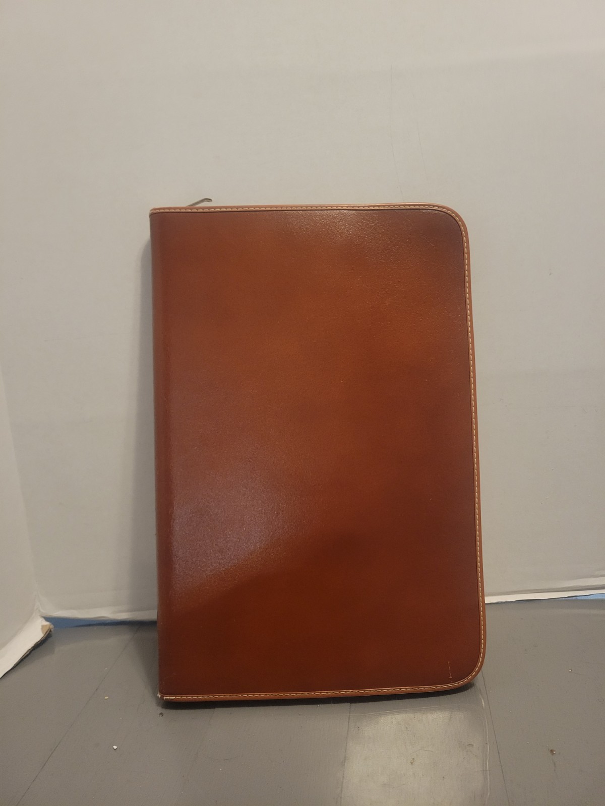 Vintage Brown Leather Split Cowhide Portfolio Organizer Case Zips Conmar