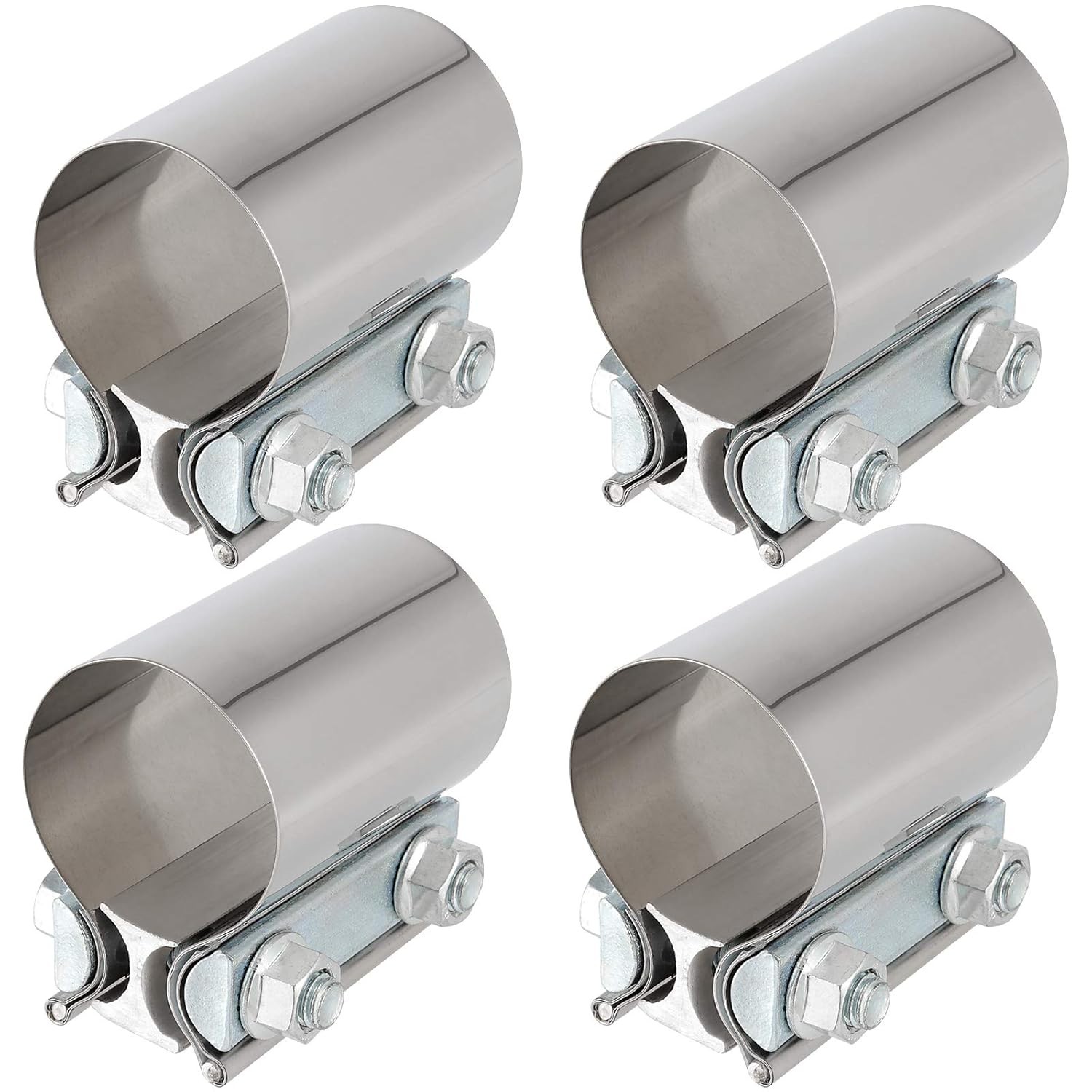 Stainless Steel Exhaust Clamp Band Sleeve 2.5 In Butt Joint Clamp 4 Pack