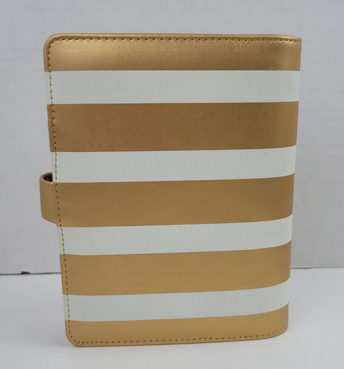 Metallic Gold White Stripe Snap Planner Pencil Pouch Stork Tassel Tabs Pages 6×8