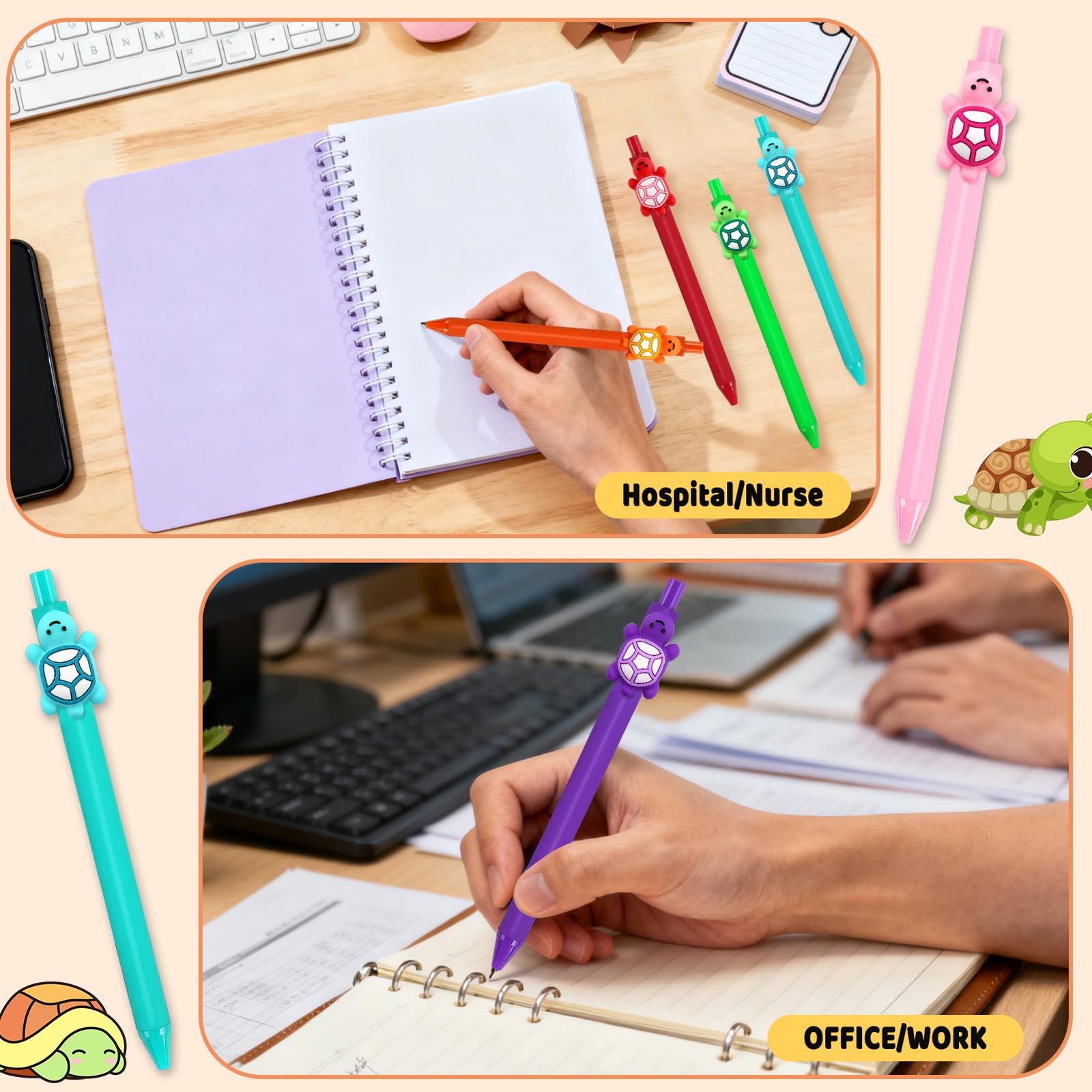 8Pcs Funny Turtle Pens Cute Ballpoint Pens Novelty Stylus Pen Multifunctional…