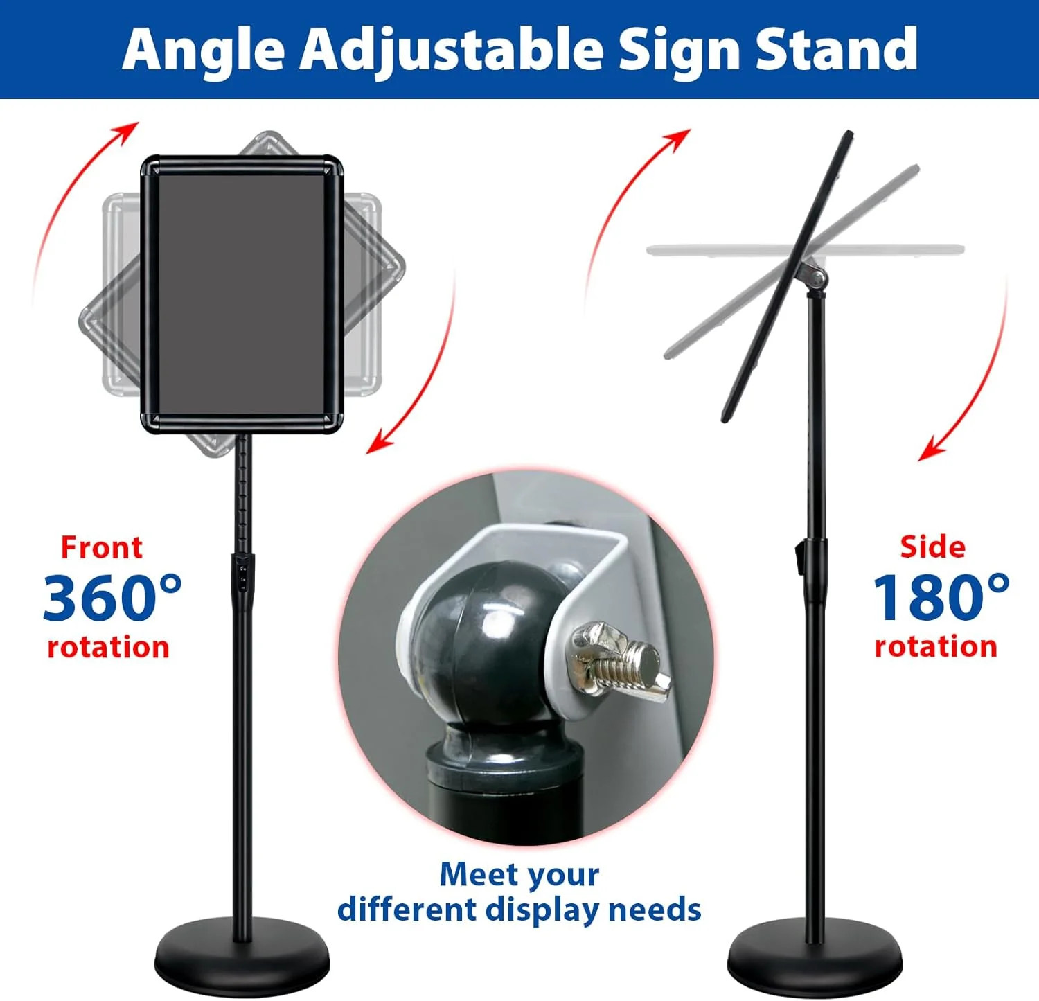 2-Pack 8.5×11 Inch Adjustable Sign Stand & Floor Standing Sign Holder – Pedestal