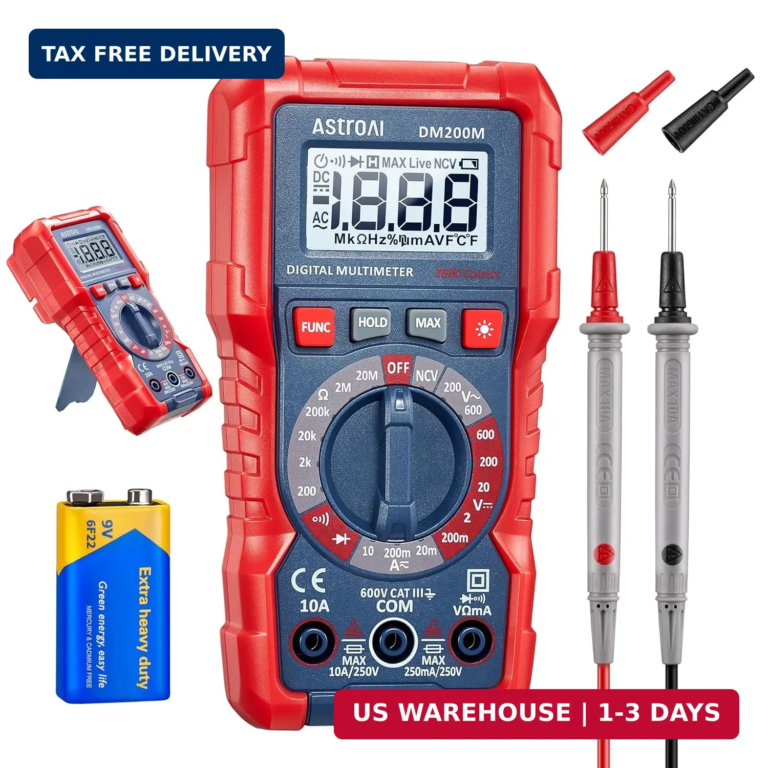 AstroAI Digital Multimeter Voltage Tester, TRMS 2000 Counts Volt Meter; Fast and