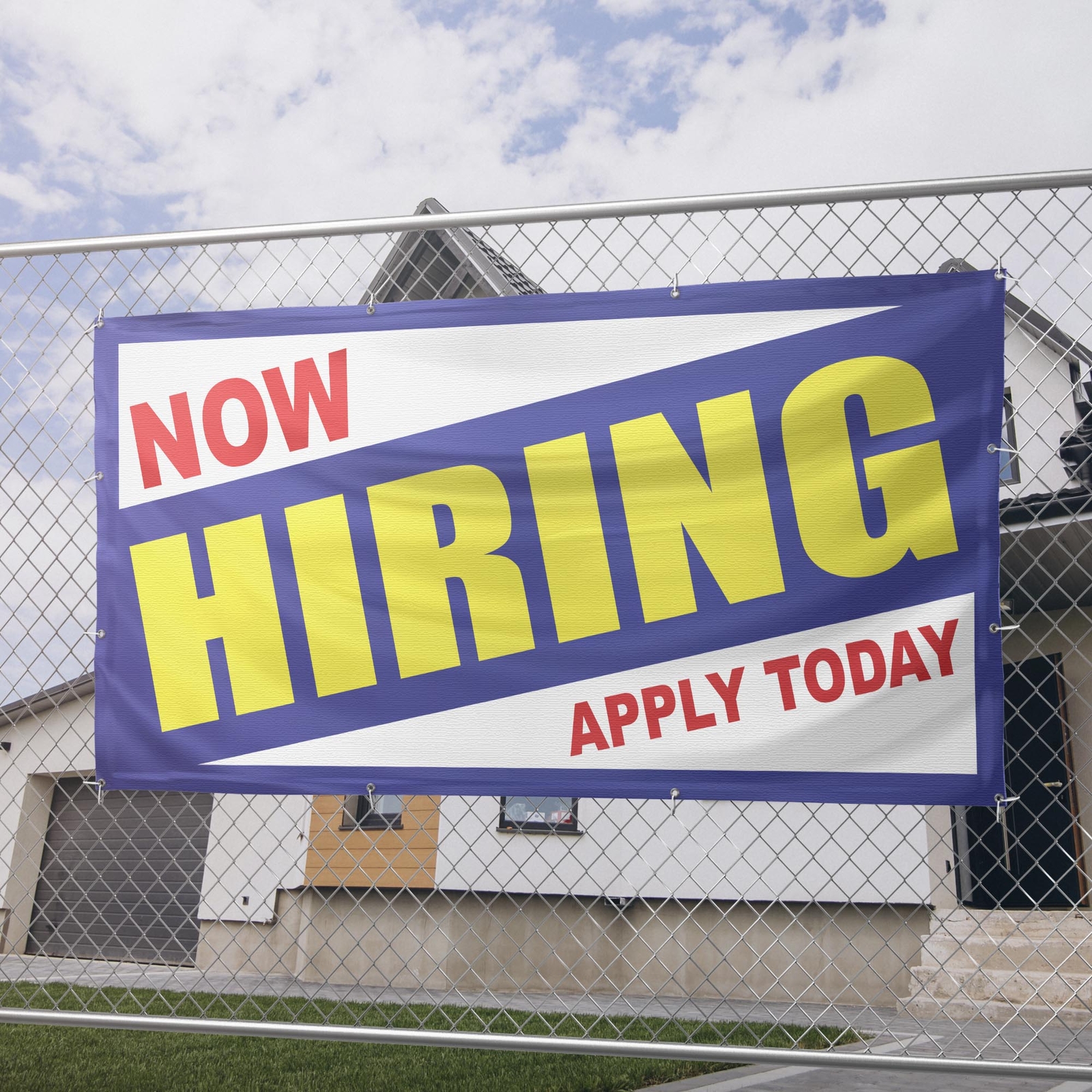 Now Hiring 13 oz HD Vinyl Banner Outdoor/Indoor Business Sign w/ Metal Grommets
