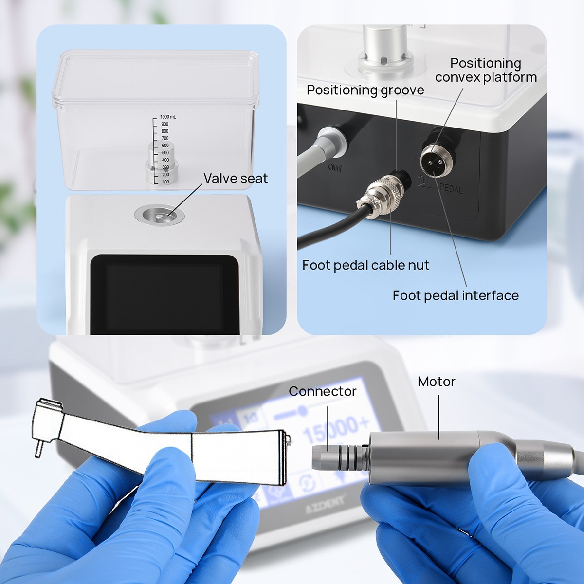 Dental LED Brushless Electric Micro Motor / 1:5 1:1 1:4.2 Fiber Optic Handpiece