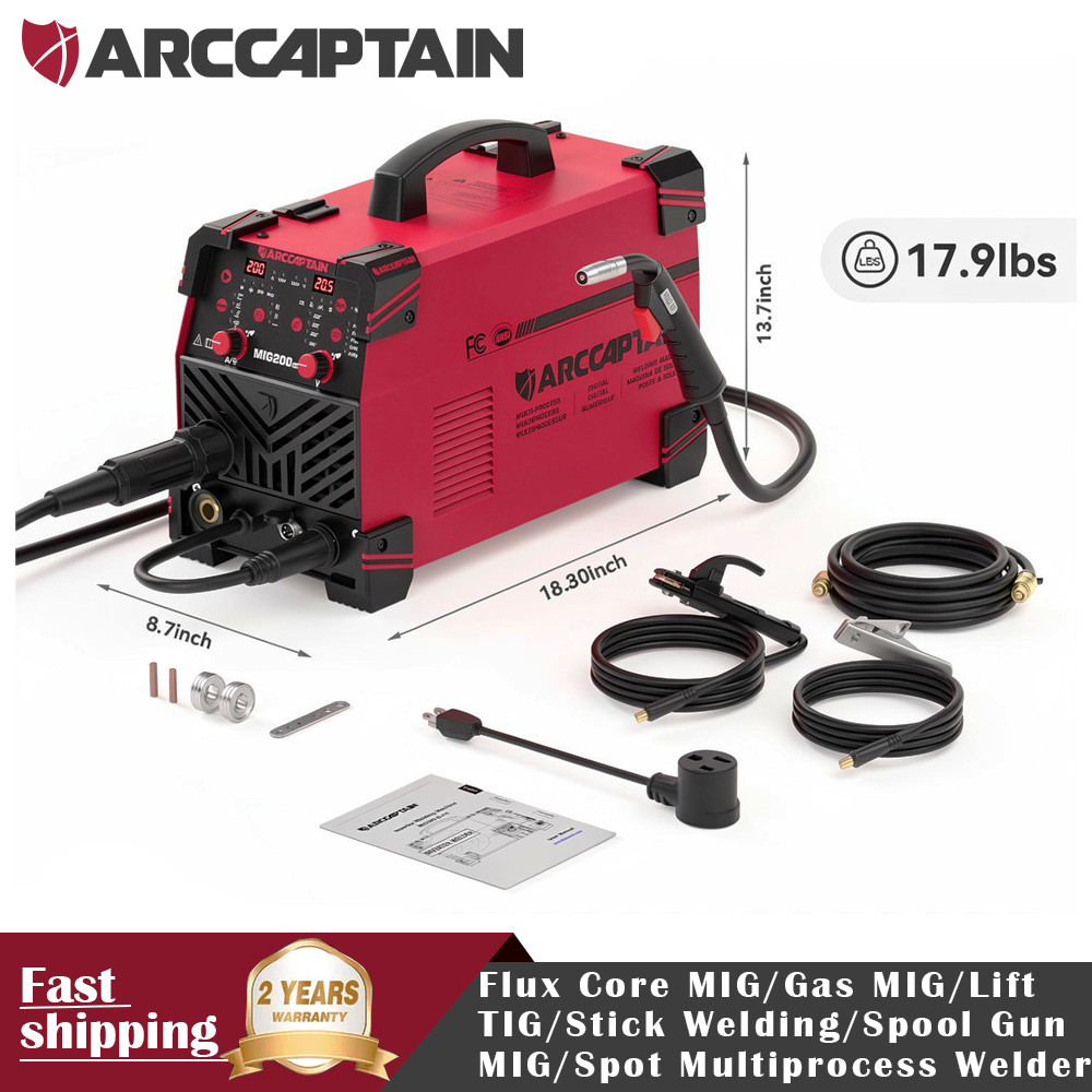 ARCCAPTAIN MIG Welder 200A 110V/220V Flux Core MIG/Gas MIG/Lift TIG/Stick Welder