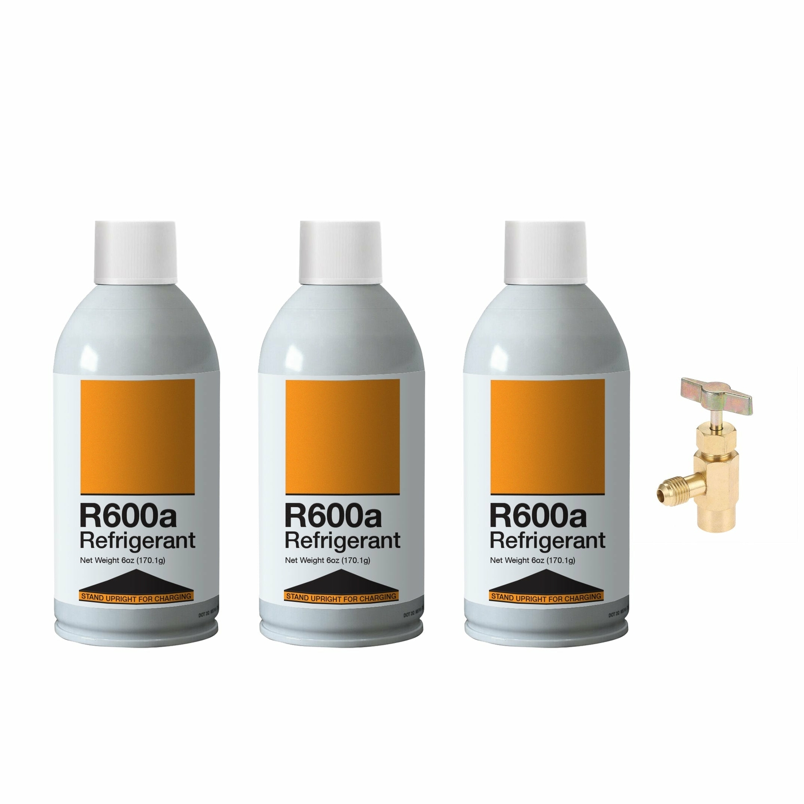 Refrigerant R600a Upright Charging Self Sealing Can 6oz – 3 Pack with K28 Can Ta