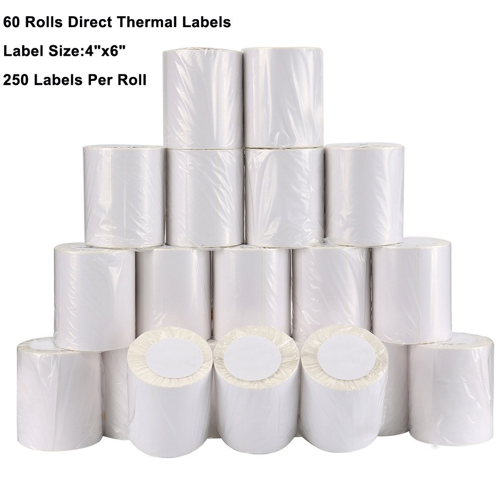 60 Rolls 4×6 Direct Thermal Shipping Labels 250/Roll For Zebra 2844 Eltron Rollo