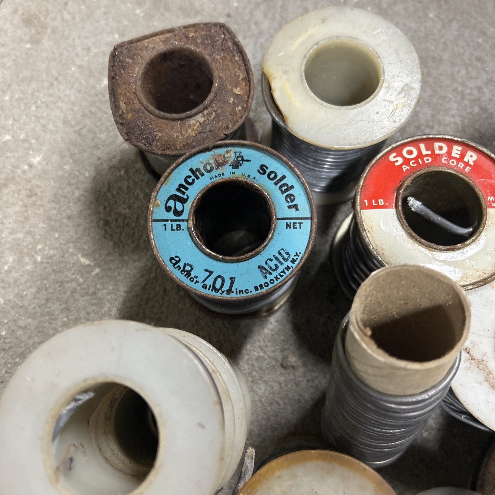 Vintage Nassau Stearine Core Solder Spools 10lbs Acid Core Alpha