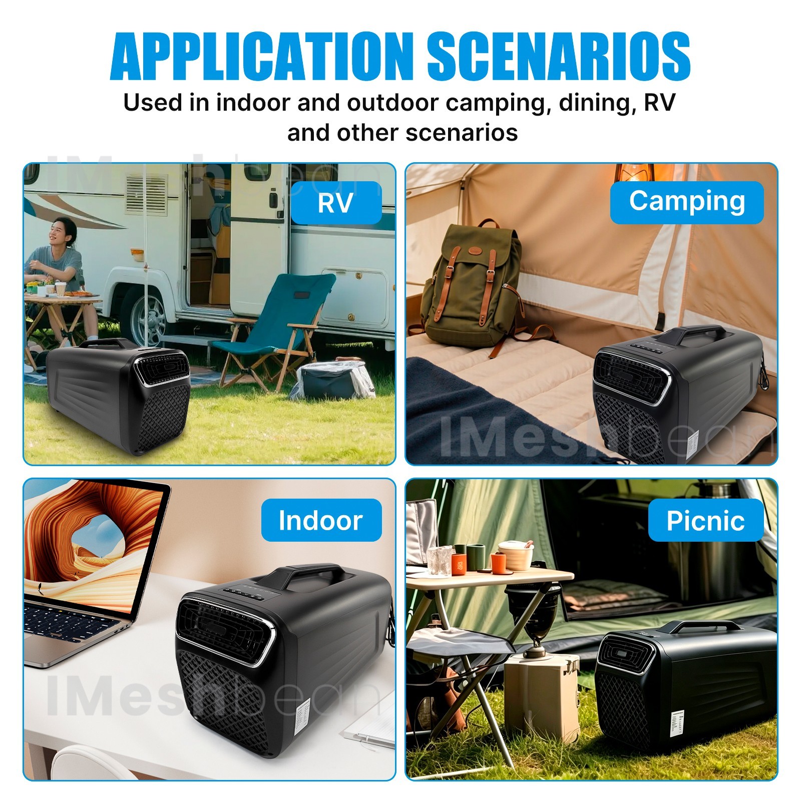 5200 BTU Portable Air Conditioner for Outdoor Tent Camping w/Dehumidifier Remote