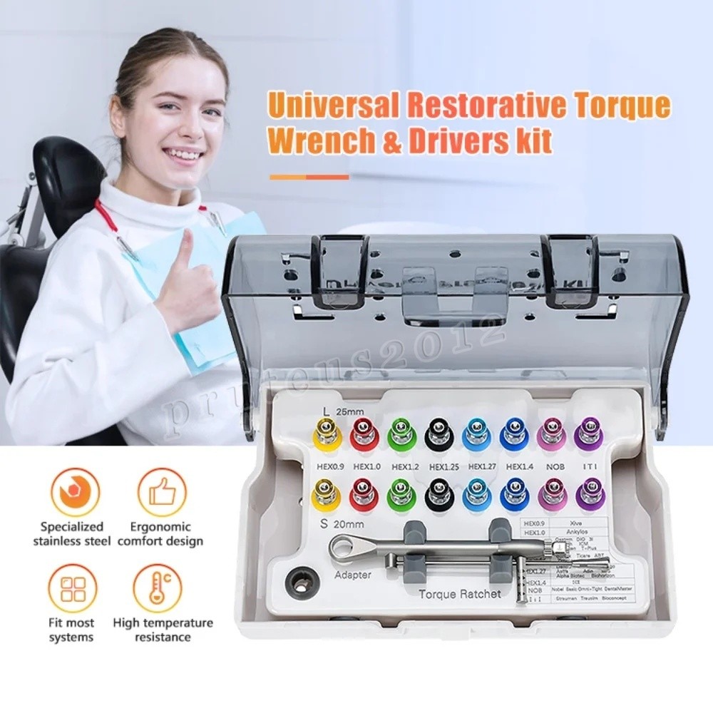 Dental Universal Implant Prosthetic Kit Torque Wrench Screw Drivers Remover USA