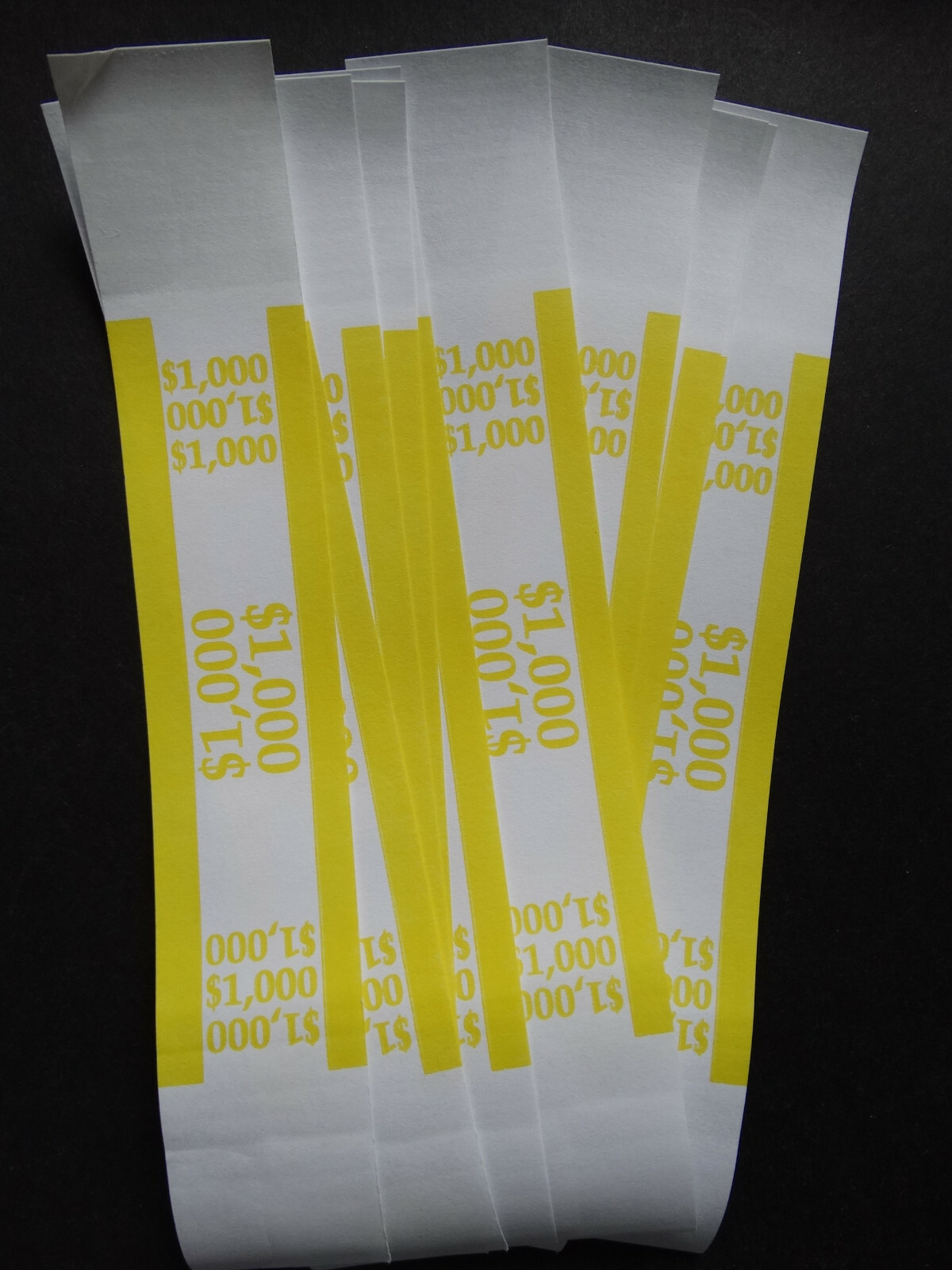 10 – Yellow $1,000 Cash Money Self-Sealing Straps Currency Bands