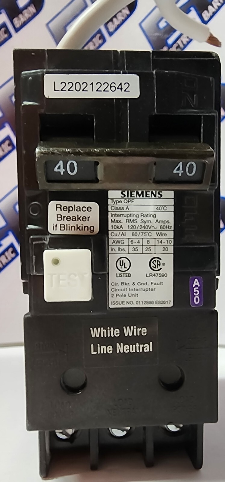 Siemens QF240A GFCI Circuit Breaker 40 Amp 240 Volt 2P 10kaic- WARRANTY