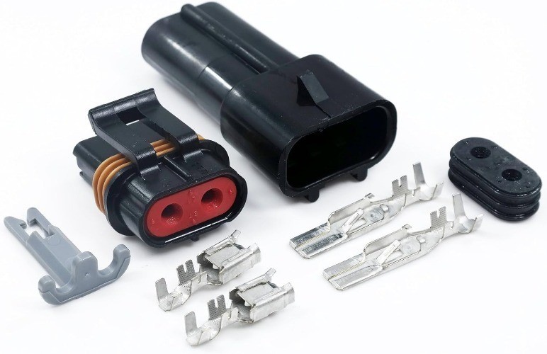 2 Pin Waterproof Connector 10-12awg Terminals and Seals 46Amp (10-12 GA (1set))