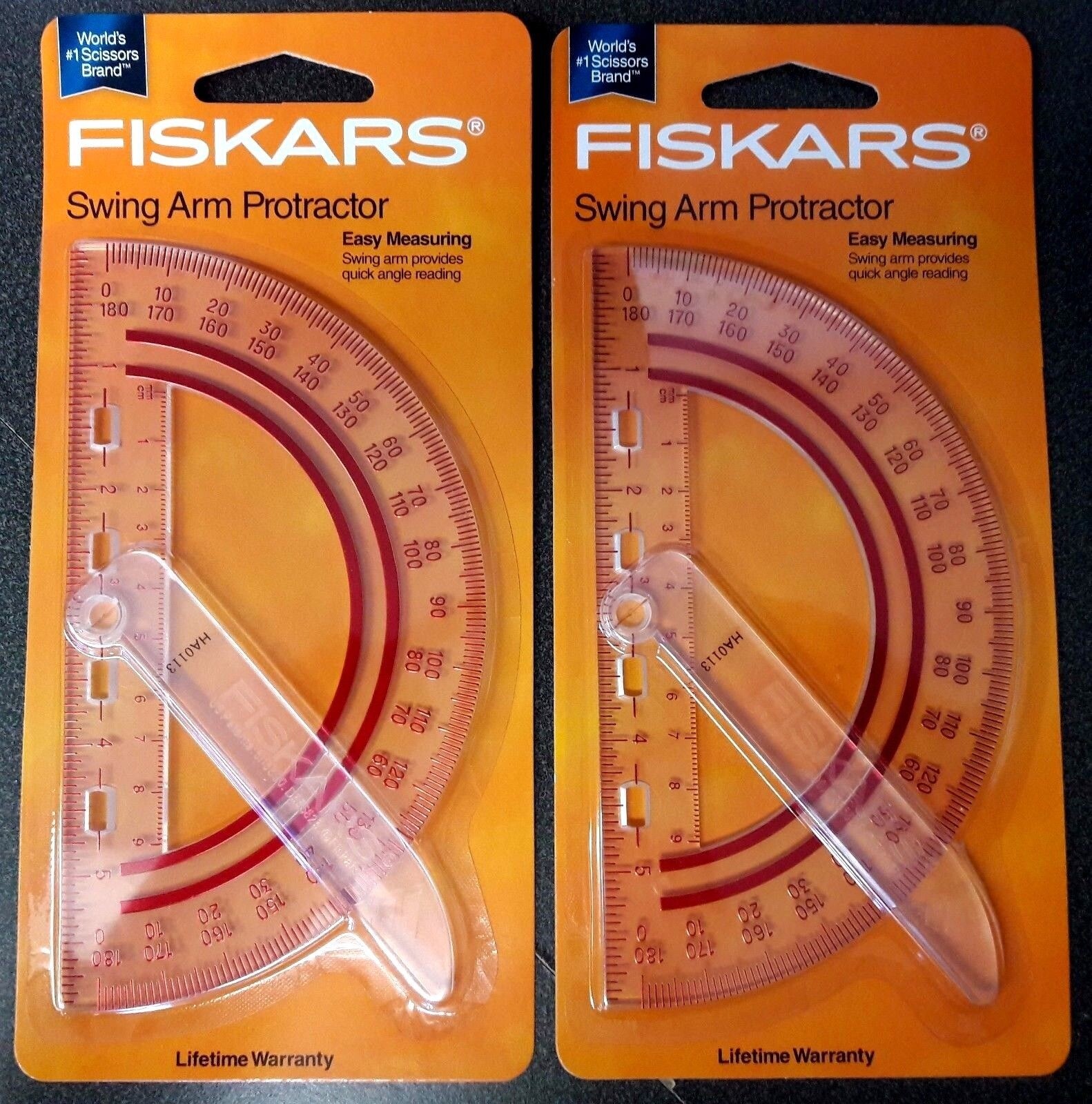 Fiskars 12-95400J Swing Arm Protractor Plastic Clear 6″ Assorted Text Color 2PCS